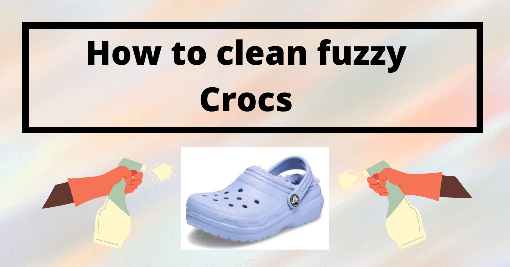 Fuzzy Crocs between two hands spraying chemicals