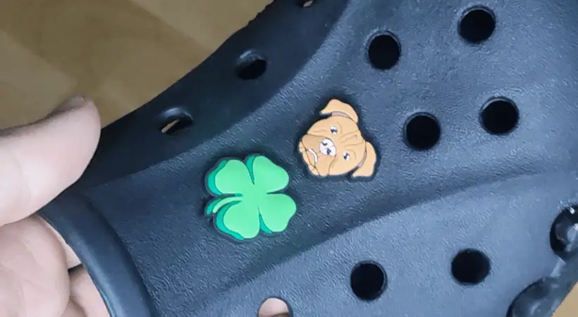 Two jibbitz charms attached on the Crocs